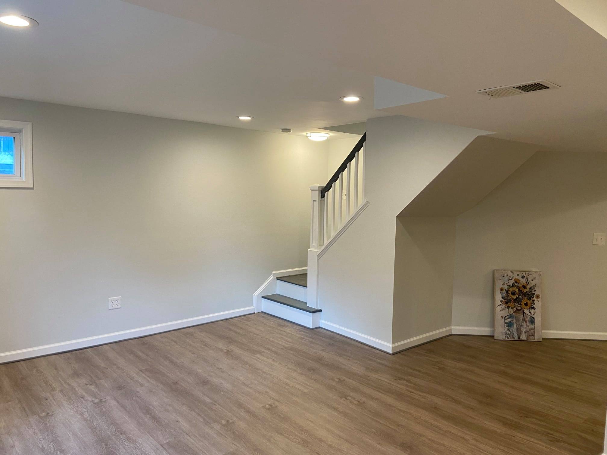 Finished basement with hardwood floor in Fairfax VA